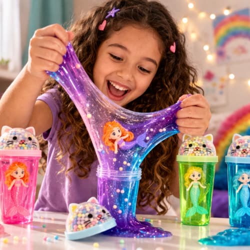 Slime Glitter Não Gruda Brinquedo Sereia Acompanha Bolinha de Isopor ideal  Para Presente Amoeba