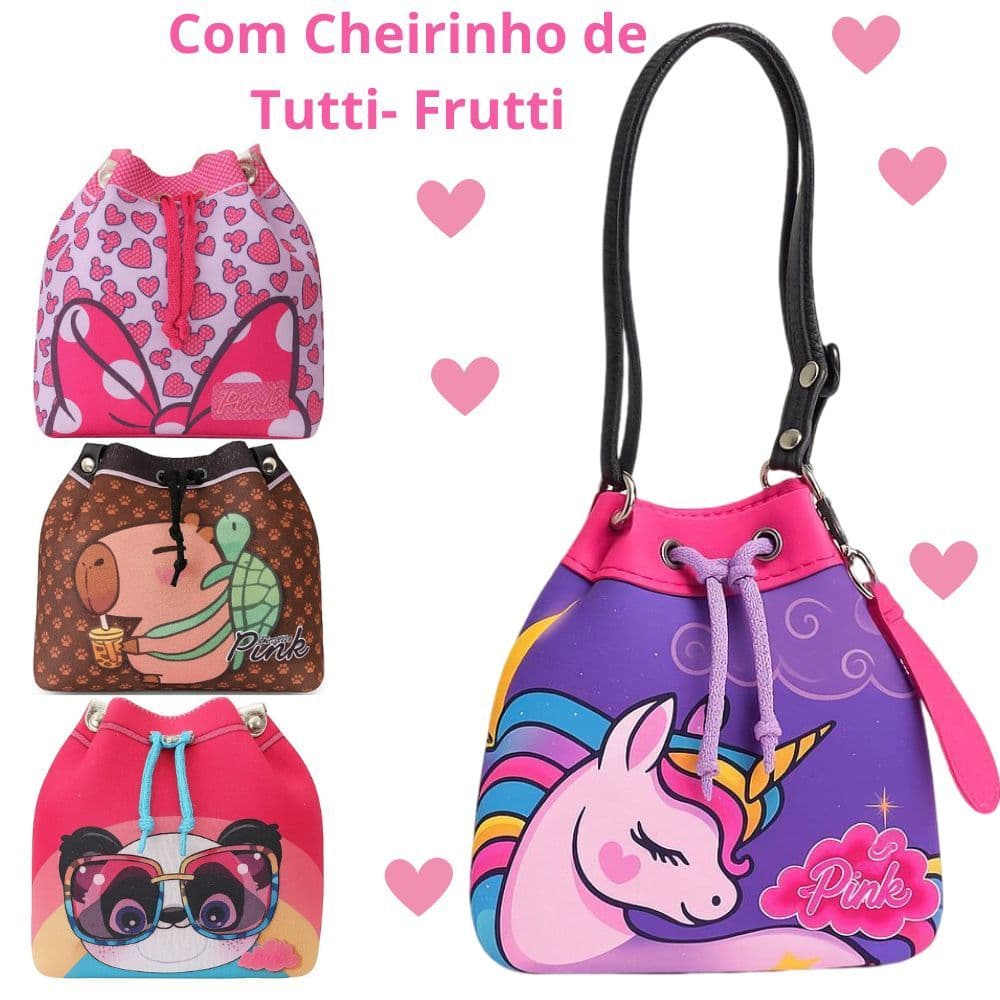 Bolsa Infantil Menina Criança Bolsinha Pequena Festa Ombro Cheiro de Tutti-Frutti