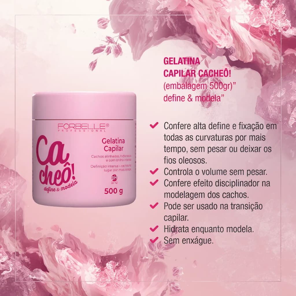 Cacheô! Define & Modela - Gelatina Capilar - 500g Forbelle Professional