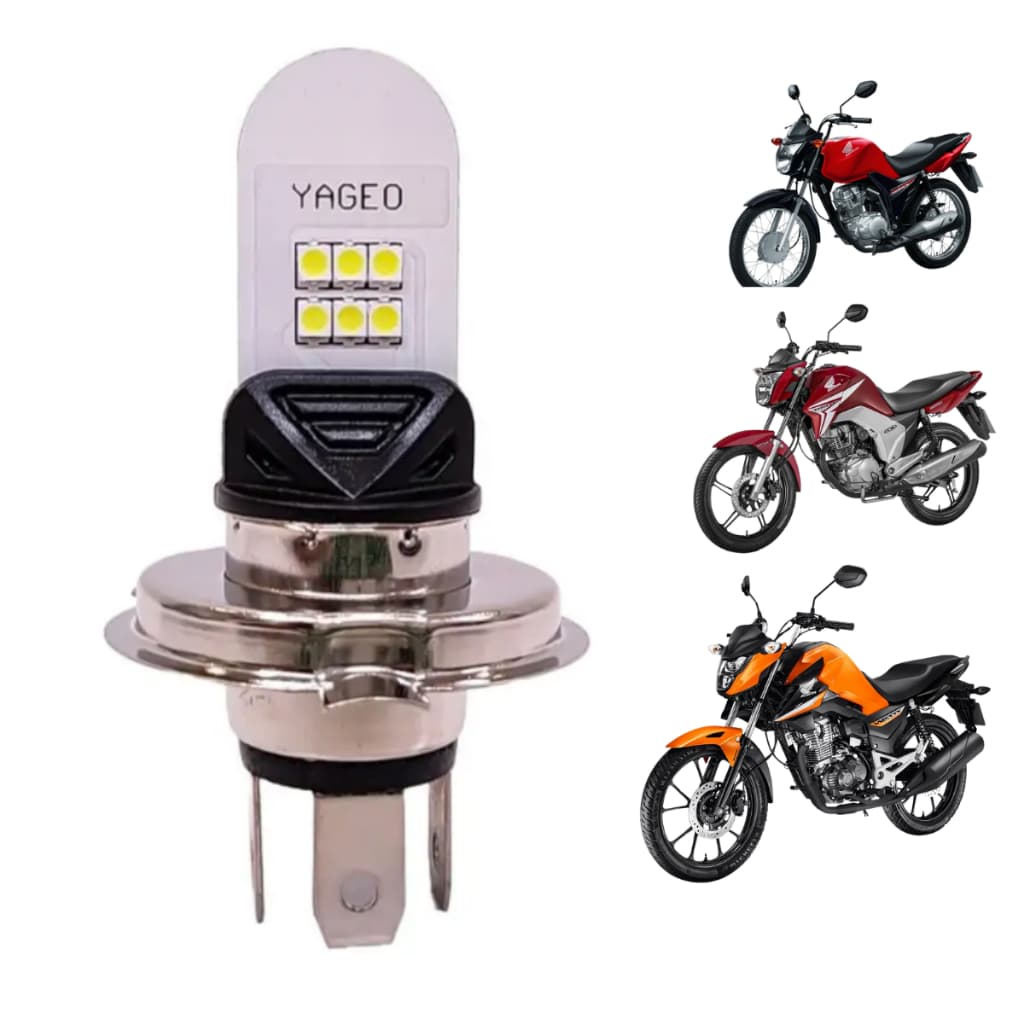 Lâmpada Super LED H4 Moto Honda Titan Fan Cg 125 150 160