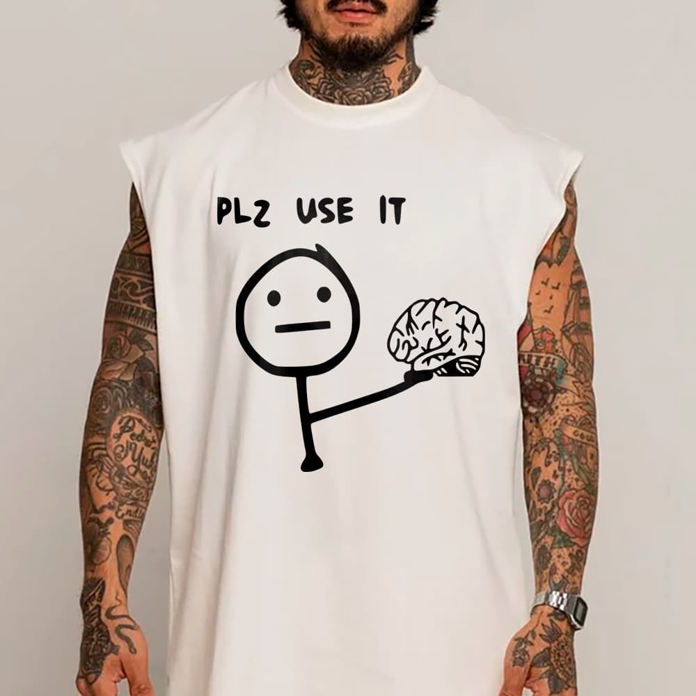 Camiseta Regata Machão Meme Use o Cérebro Humor 100% Algodão