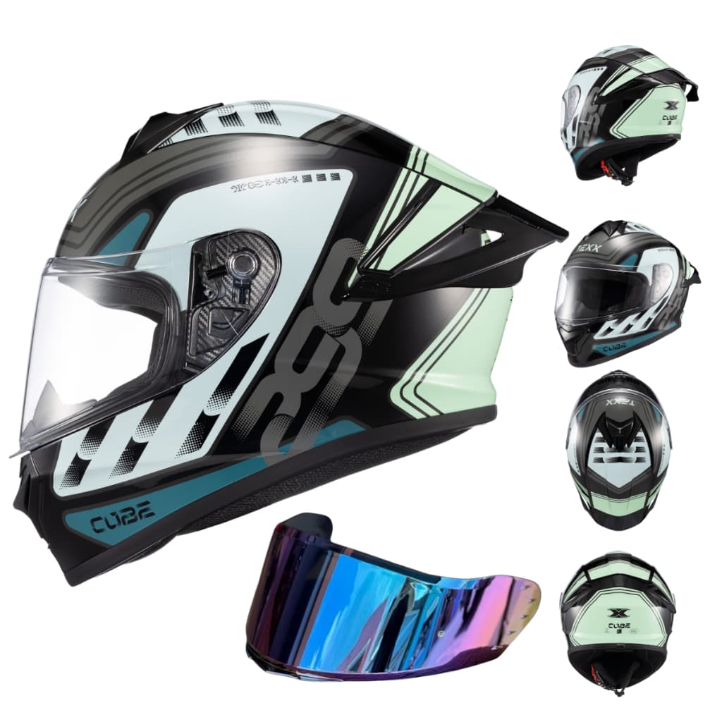 Capacete Texx Fechado Spihe Cube Esportivo Azul Verde
