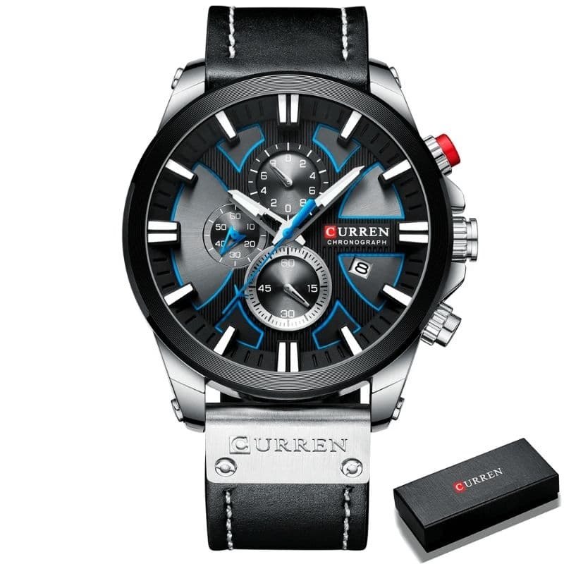 Relógio Masculino Curren 8346 Luxo Cronógrafo Pulso Quartzo Couro Original + Caixa