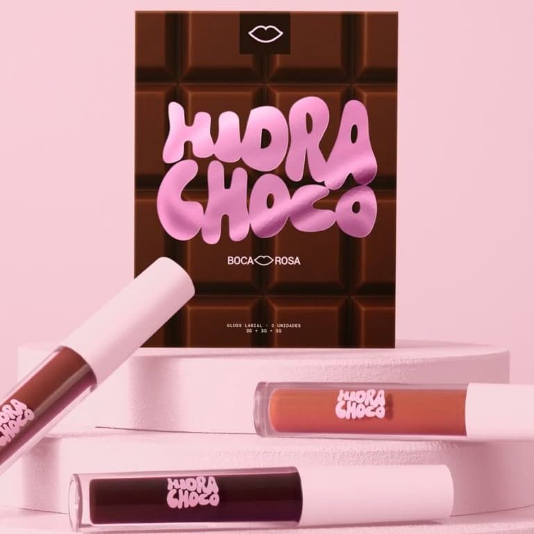 Trio Hidra Choco By Boca Rosa Gloss Hidratante Chocolate E  Caramelo Brilho Intenso Vegano