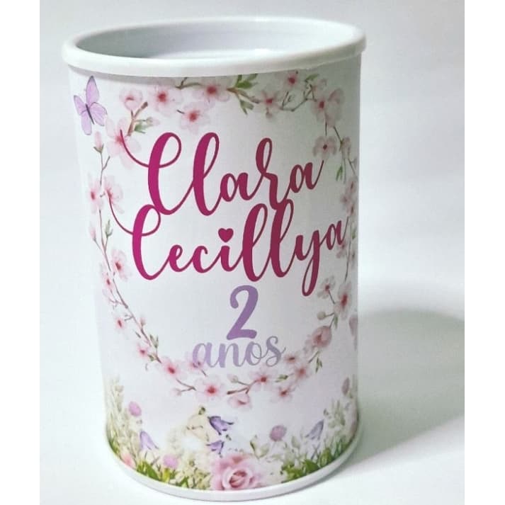 Cofrinho Personalizado +laço + embalagem JARDIM ENCANTADO l BORBOLETAS |  Lembrancinha Festa Infantil