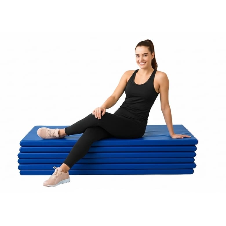 Colchonete 120x60x5cm Yoga Ginástica Exercícios | Espuma D23 Capa Impermeável Azul Preto