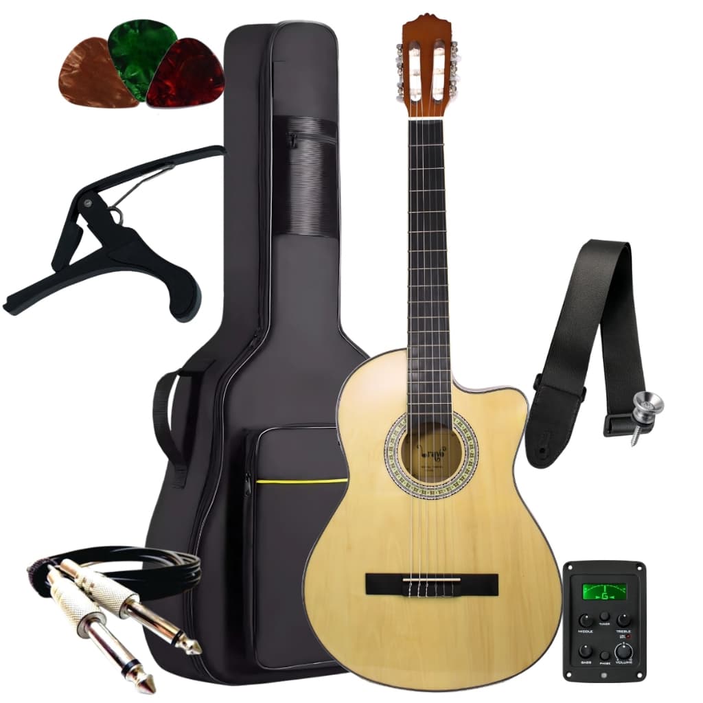 Kit Violão Elétrico Bravo Music TN300 Nylon Cutaway + Acessórios