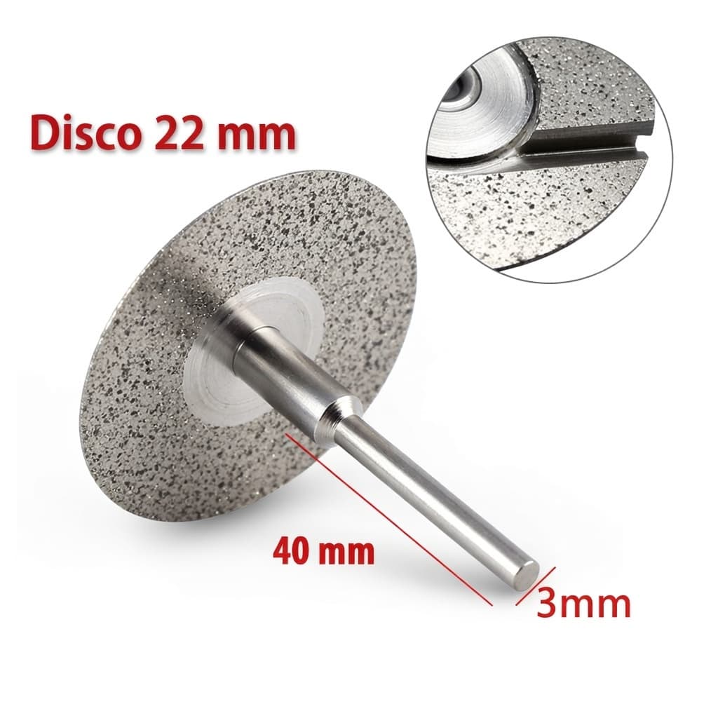 Kit 10 Disco De Corte Diamantado 22mm 2 Haste Micro Retífica