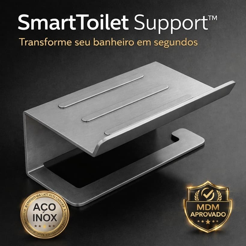 Suporte de Papel Higiênico Toalha de Rosto Porta Celular em Aço Inox Premium | SmartToilet Support™
