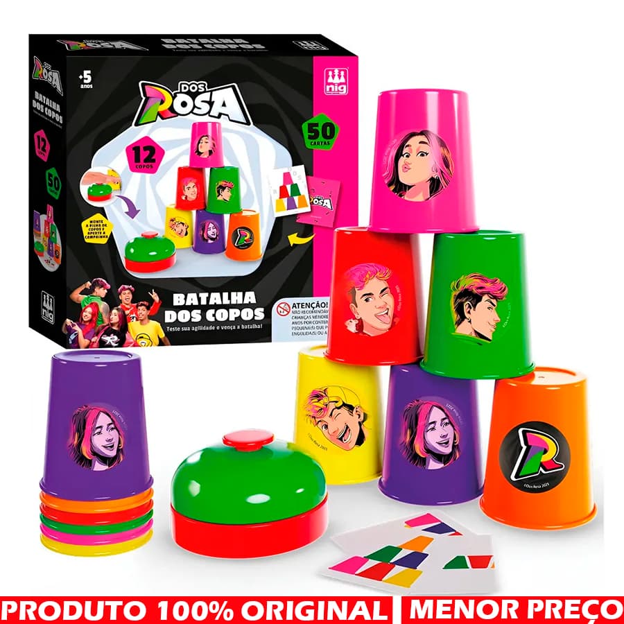 Jogo De Tabuleiro Batalha Dos Copos Dos Rosa Youtuber Para Criança- Nig Brinquedos