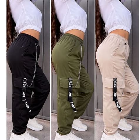 KIT 3 Calças Jogger PREMIUM Cargo Tactel Unisex Com Bolsos laterais modelo Tik Tok.