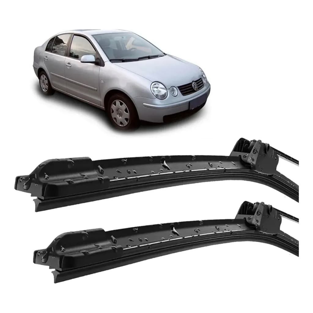 kit Par Palhetas Limpador de Parabrisa Paleta Silicone Polo Sedan 2002 A 2012