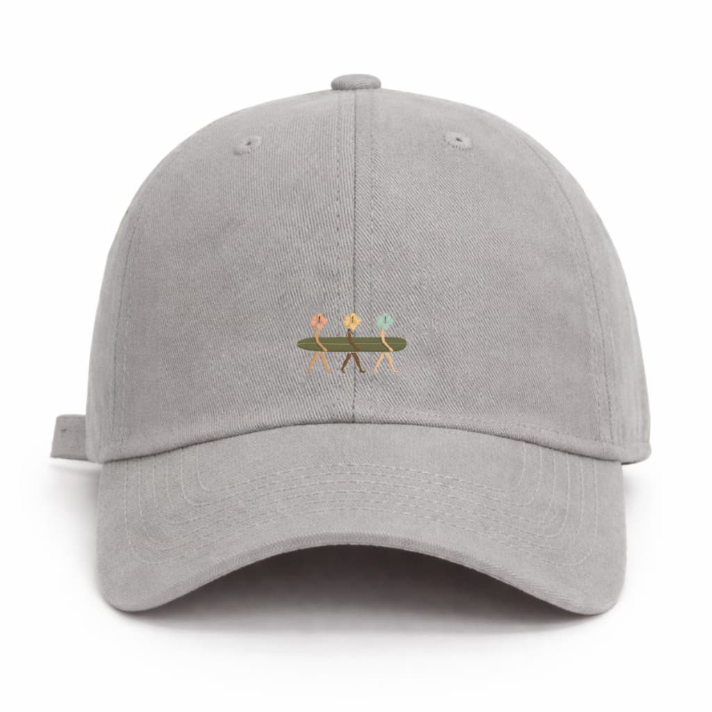 Boné Estampado Desenho Meninas Surf Flores Praia Prancha Ondas do Mar Casual Fofo Chapéu Premium Ajustável Básico Estilo