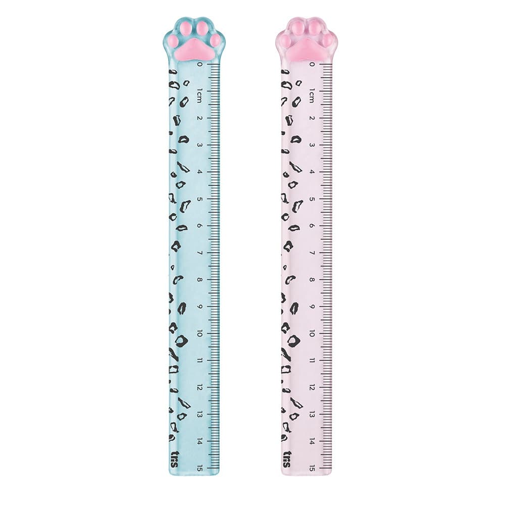 Régua de Plástico 15cm Patinha Miau-Line Holic Pets Material Escolar Papelaria Fofa Kawaii Tris
