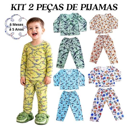 Kit 2 Peças Pijama Menino Infantil Inverno - 1 Blusa e 1 Calça - ENVIO IMEDIATO