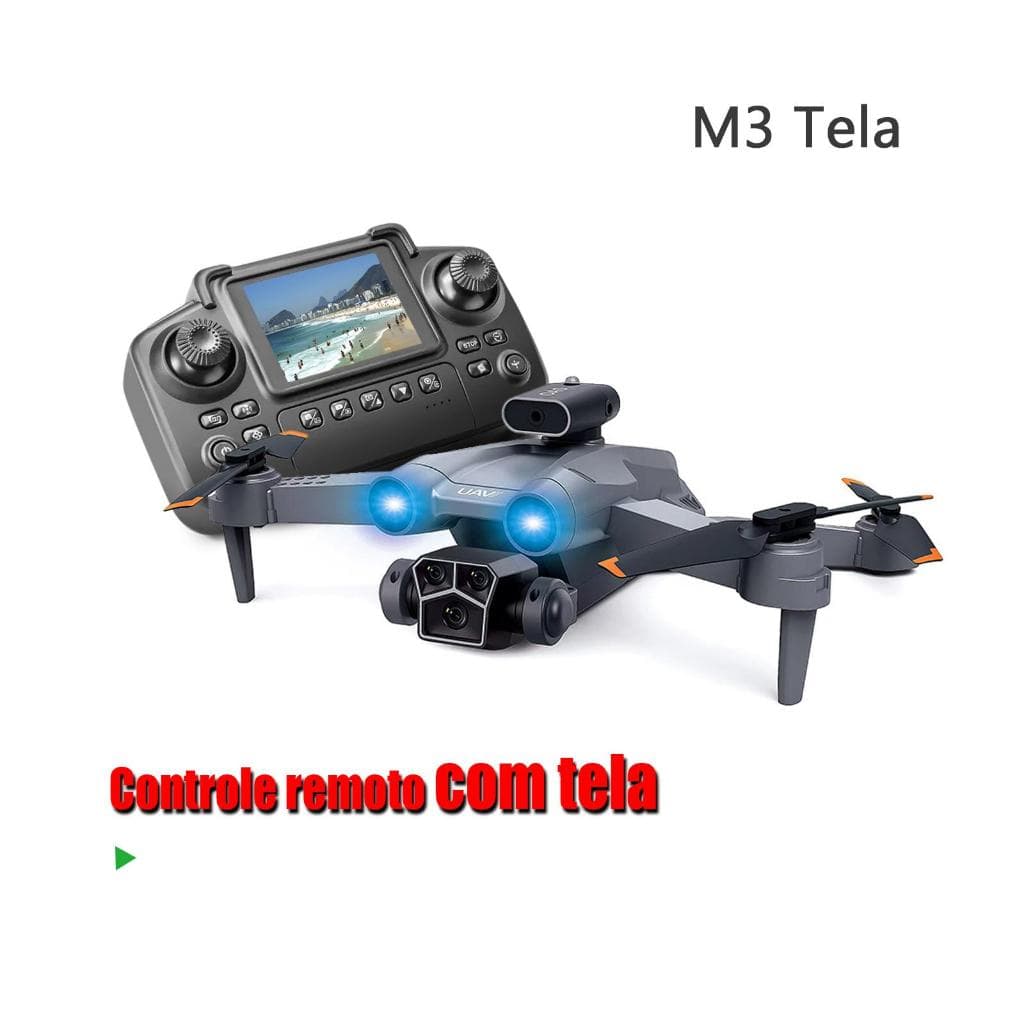 DLI Mini Drone M3 Dual Camera Profissional RC Evitação Inteligente Obstáculos Controle Remoto Tela