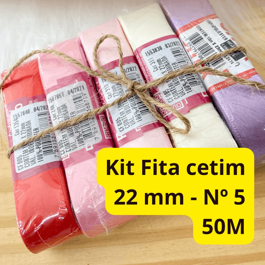 Kit Fita Cetim 22 mm Nº 5 com 50 metros