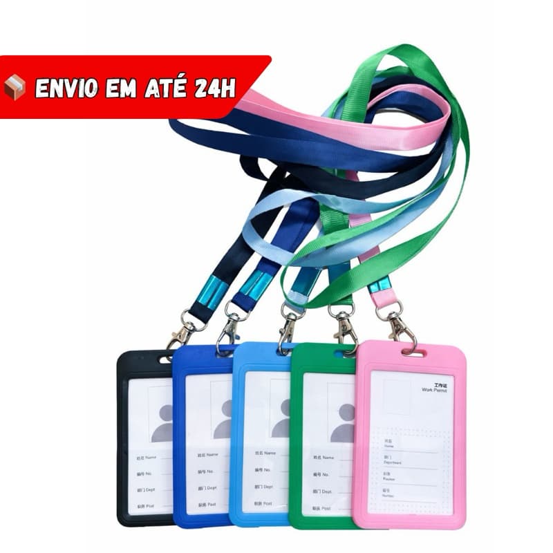 Porta Crachá, Credencial, Cartão de identificação Vertical Colorida