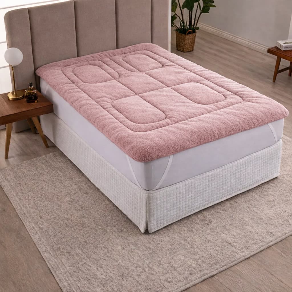 Pillow Top Protetor De Colchão Solteiro, Casal, Queen e King 400 Fios Cor Rose Mantinha Plush Quentinho
