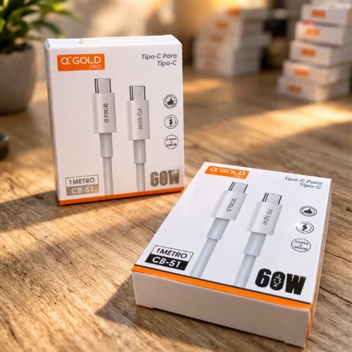 Kit 2 Cabos USB-C p USB-C A'gold 60w Original Compatível Iphone 15 16 17 Samsung