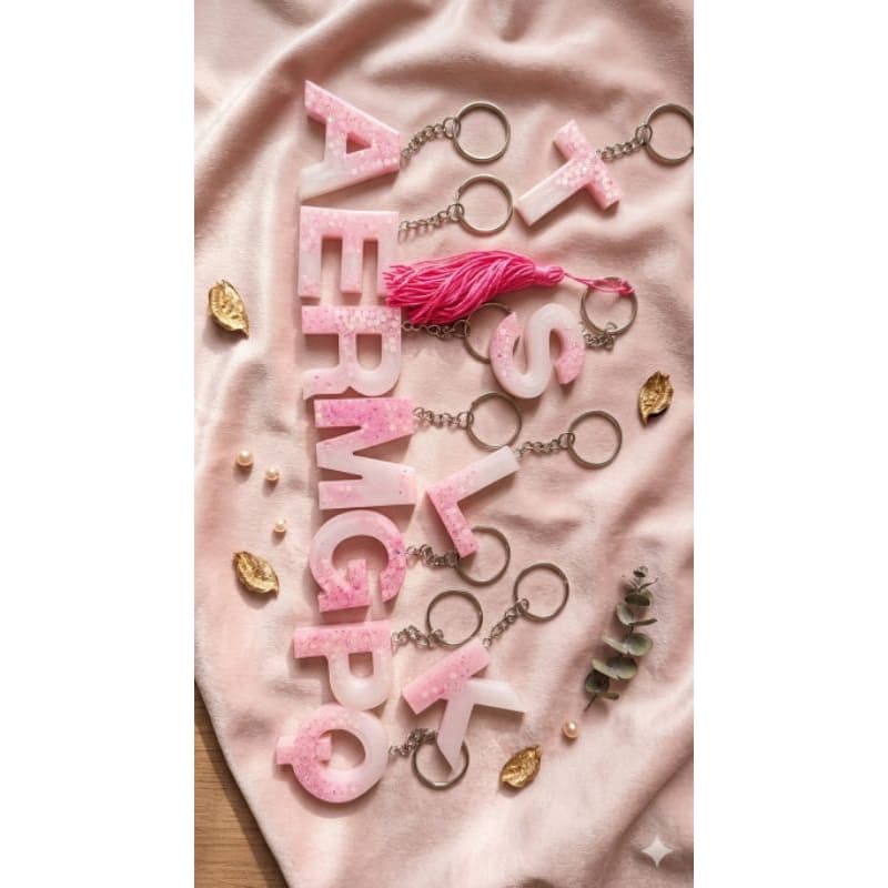 Chaveiro De Resina Epóxi Letra Personalizados Bolsa-Chaves Disponível Letra A,B,G,L,M,N,P,S,R