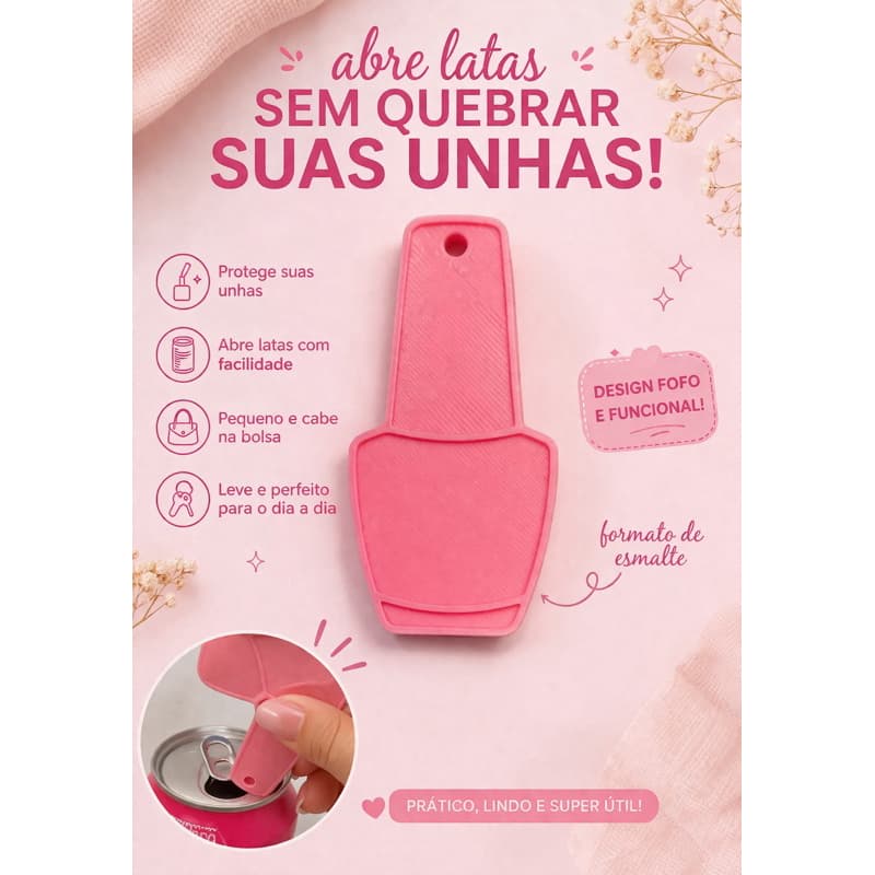 Abridor de Lata Chaveiro Formato Esmalte – Não Quebra Unhas