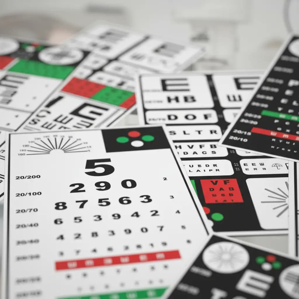 Kit 06 Placas Exame de Vista Teste Visão Escala Optométrica Sneller Para 6M Consultório Oculista