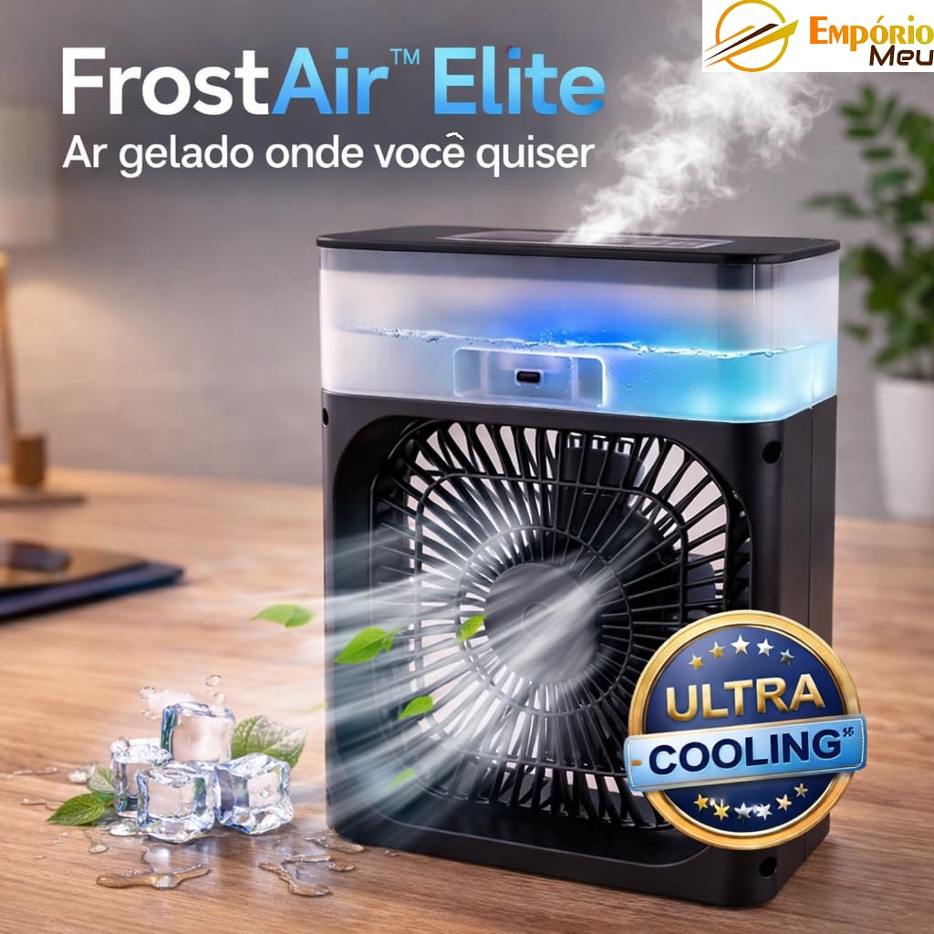 Ventilador Climatizador Compacto Portatil USB Recarregavel Silencioso Preto