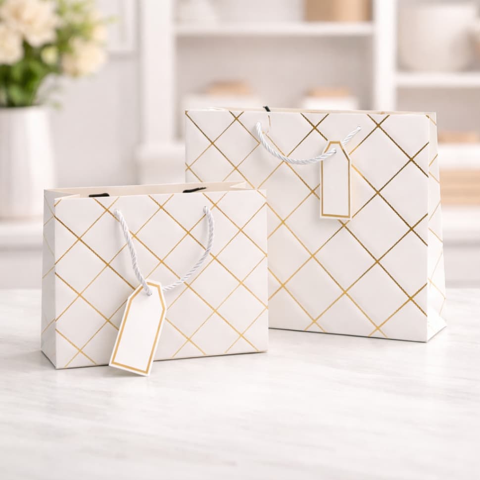 Sacola Papel Premium kit 2 sacolas bolsa luxo Texturizada Media e Mini alça reforçada