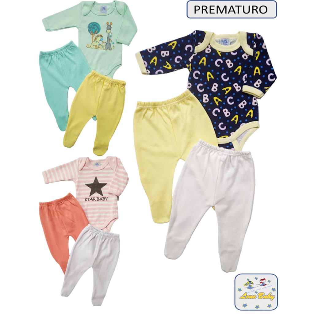 KIT c/ 3 peças - 1  Body m/Longa  2 Culotes BEBE PREMATURO e boneca  REBORN