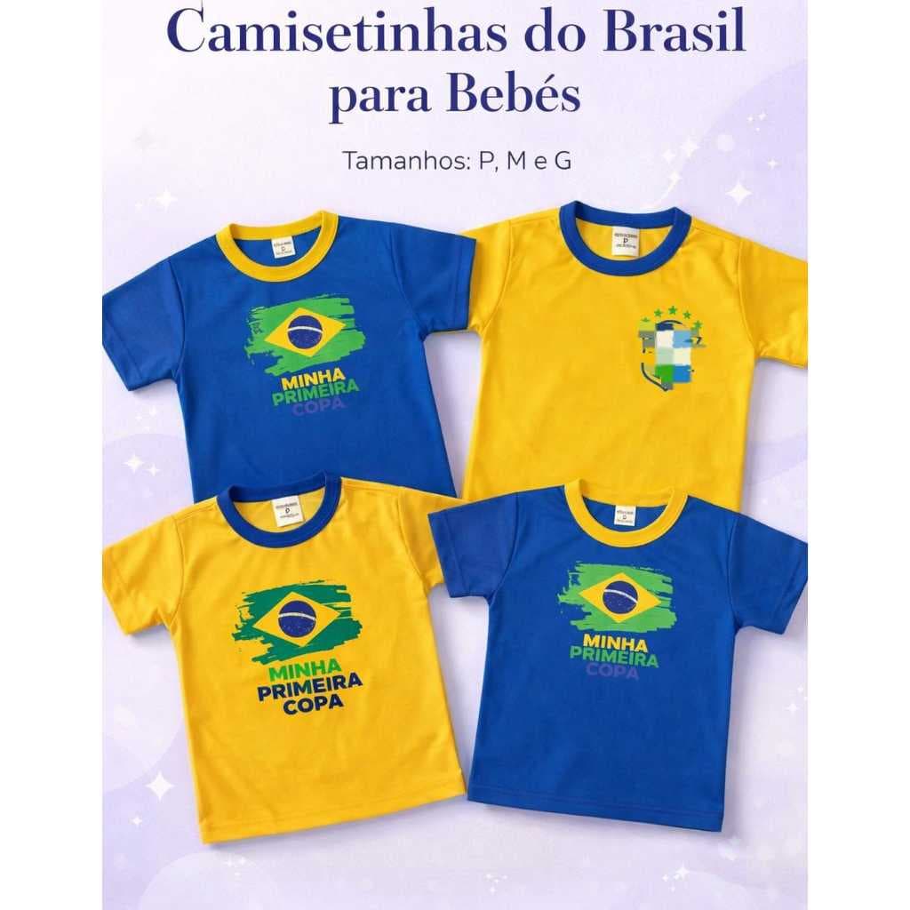 Camiseta Baby do Brasil - Copa do Mundo Menino/Menina Roupa infantil P-M-G para BEBES