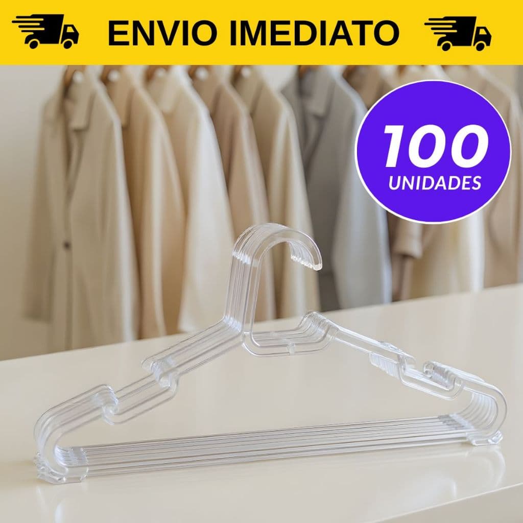 Kit até 100 Cabide reforçado resistente para guarda roupas closet Lojas envio imediato