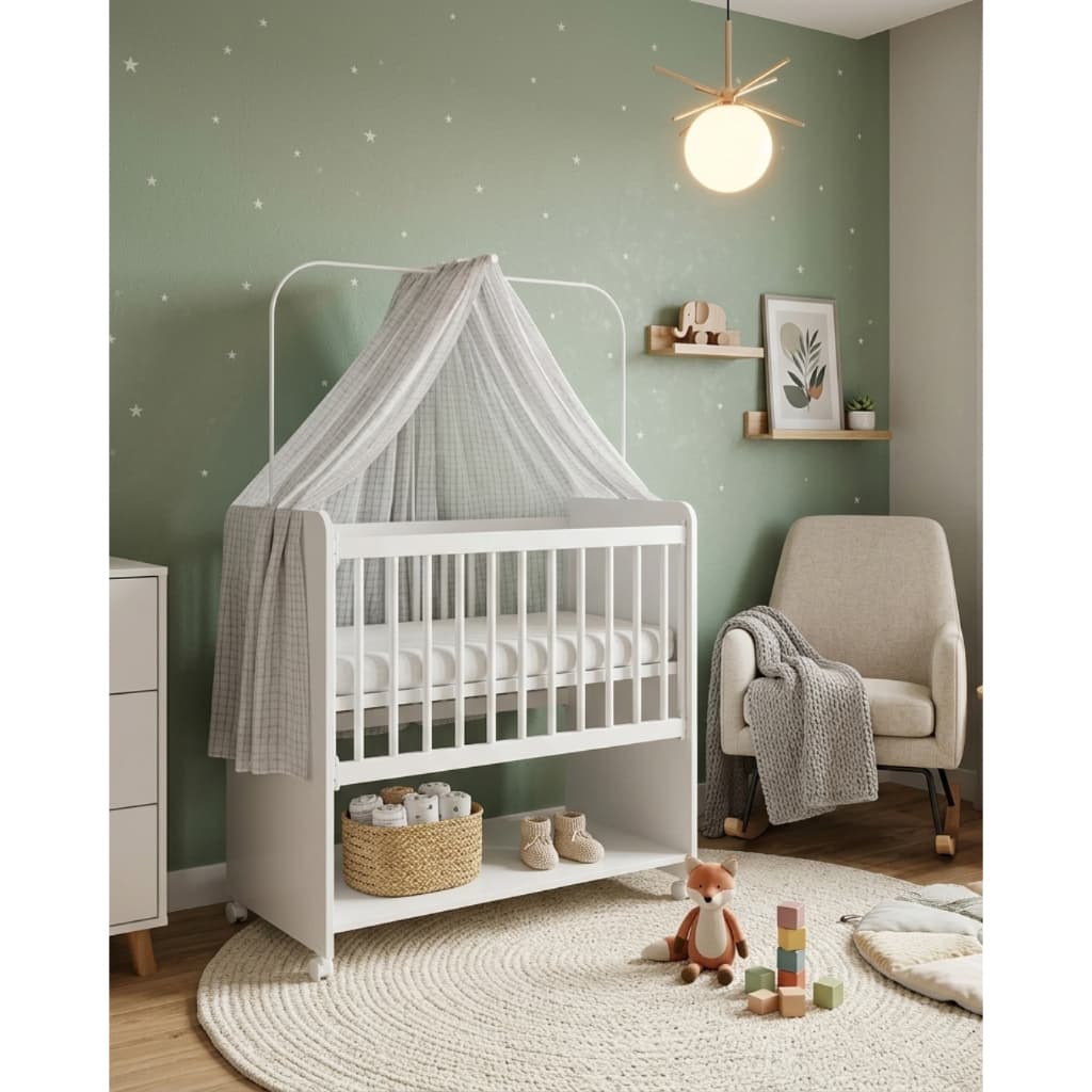 Mini Berço Outside Com Grade Móvel  Colchão e Suporte de Mosqueteiro
