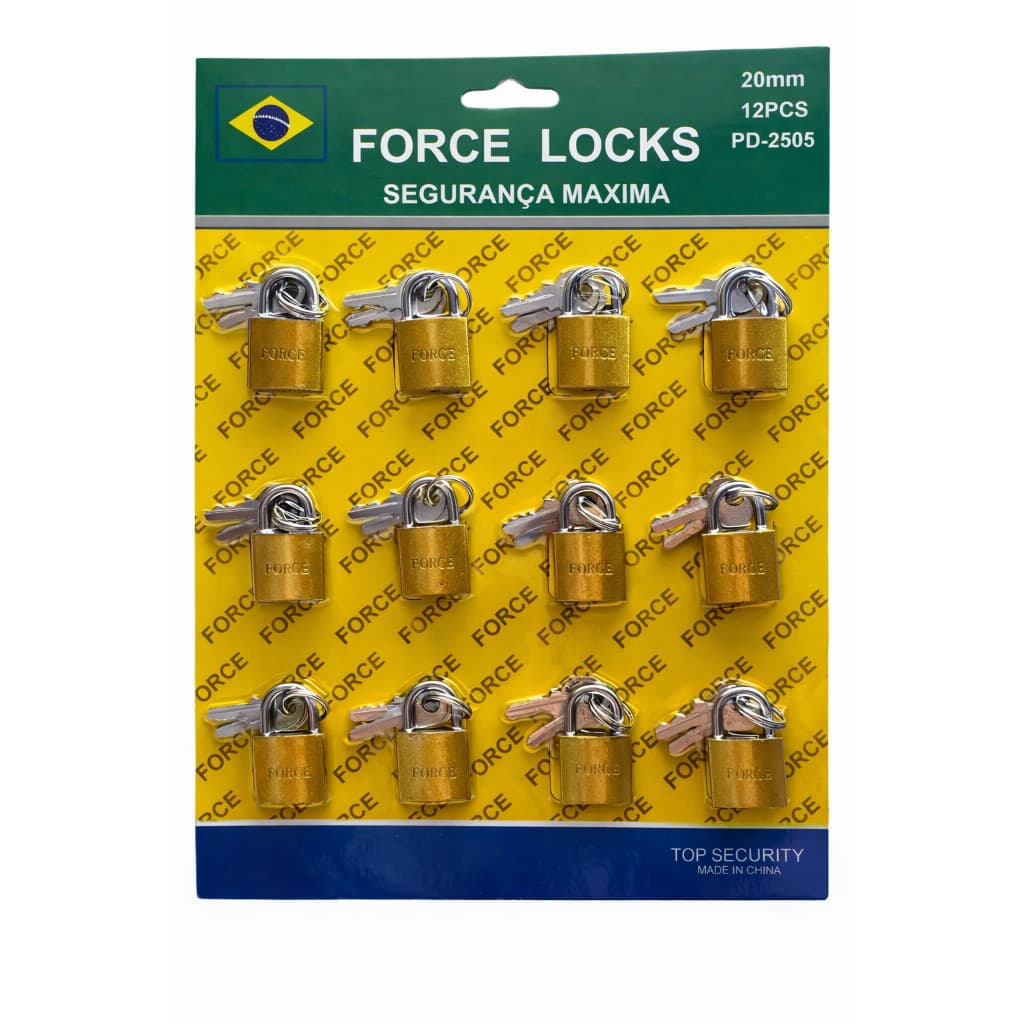 Cadeados 20mm Cartela com 12 Unidades para Malas Bolsas e Armários