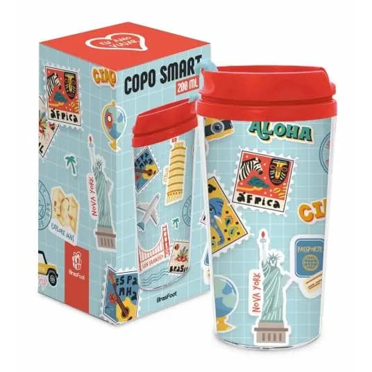 Copo Viagem Smart com Tampa 200ml Brasfoot - Viagens
