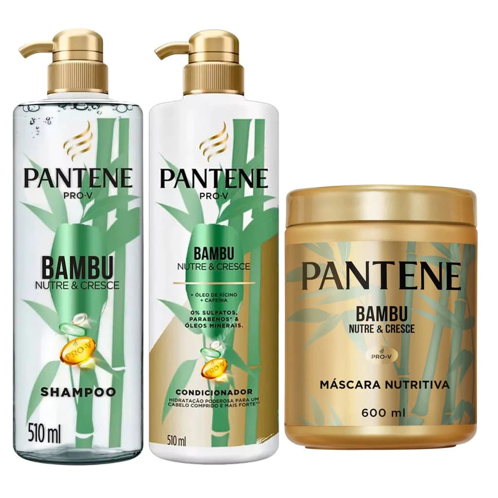 Kit Pantene Bambu Shampoo 510ml + Condicionador 510ml + Máscara 600ml