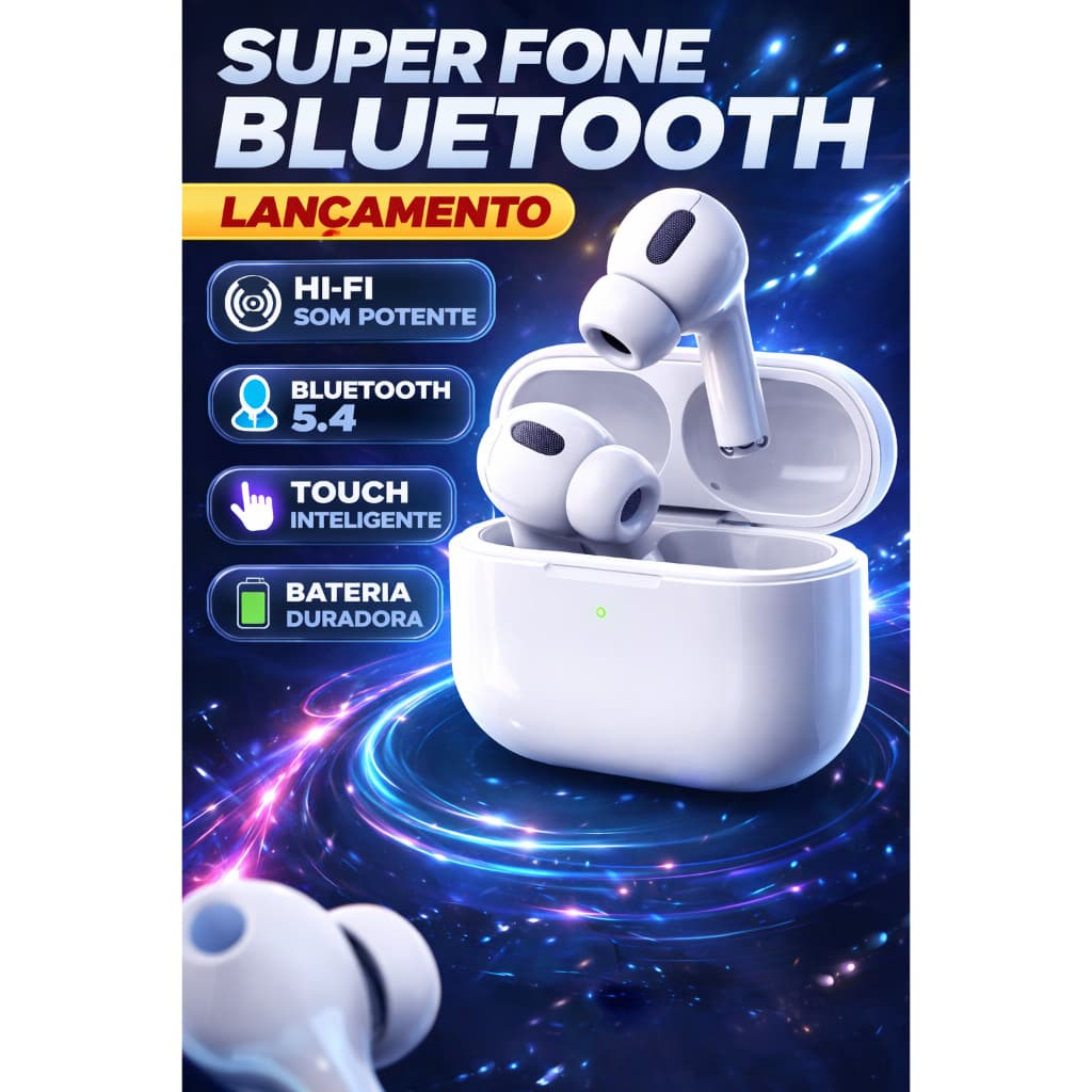 Fone Bluetooth Sem Fio KIN KNC5602 V5.4 HiFi Original ANATEL Touch Prova D’Água