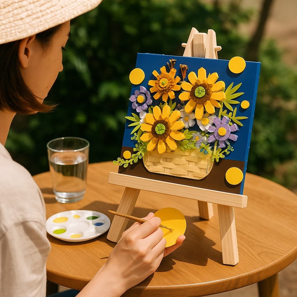 Girassóis Blocos Montar Painel Arte Decoração Presente Criativo Puzzle Construção Hobby Artístico Colecionável Lúdico