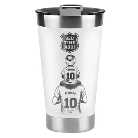 Copo Térmico Inox 473 | Personalização a Laser - Nome - Logo - Time