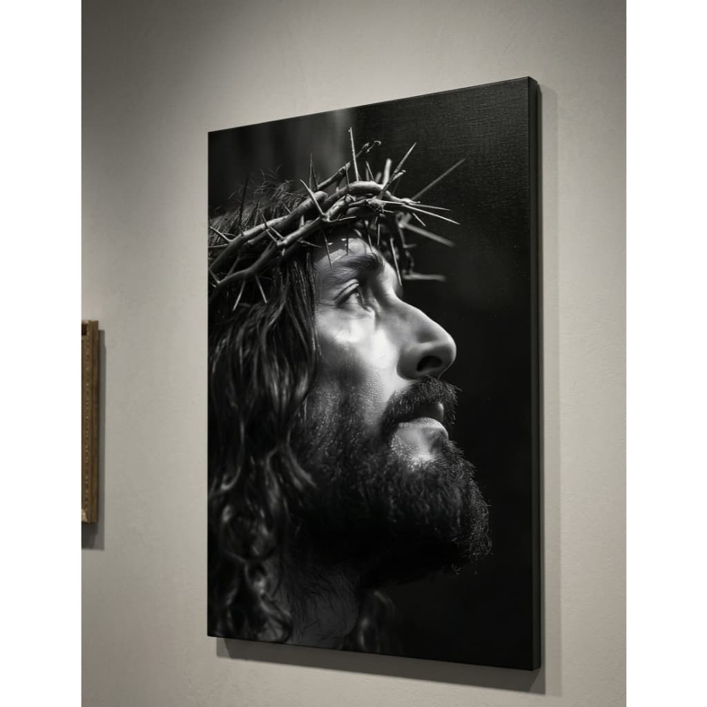 Quadro Jesus, Decoração Cristã, Arte Sacra, Quadro 90x70, Presente Católico, Decoração Evangélica, Quadro Preto e Branco