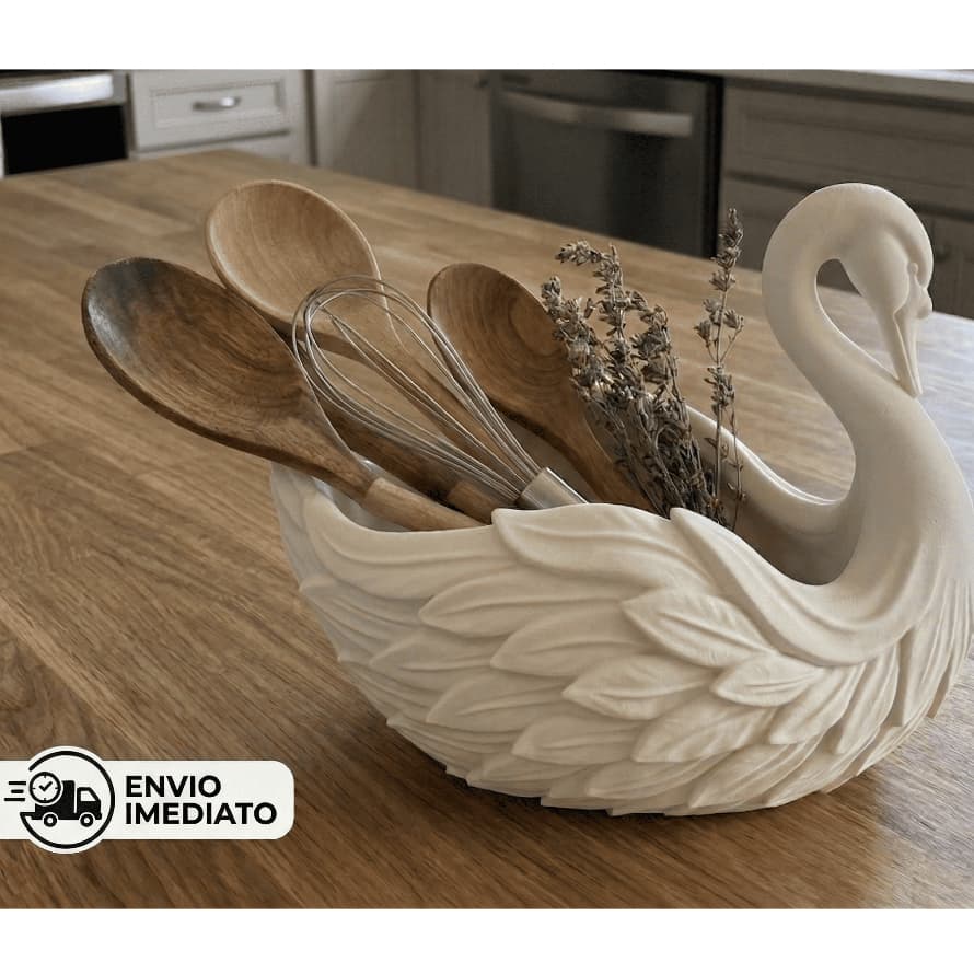 Organizador de Cozinha Cisne Majestic Porta Talheres Utensílios Decorativo Luxo