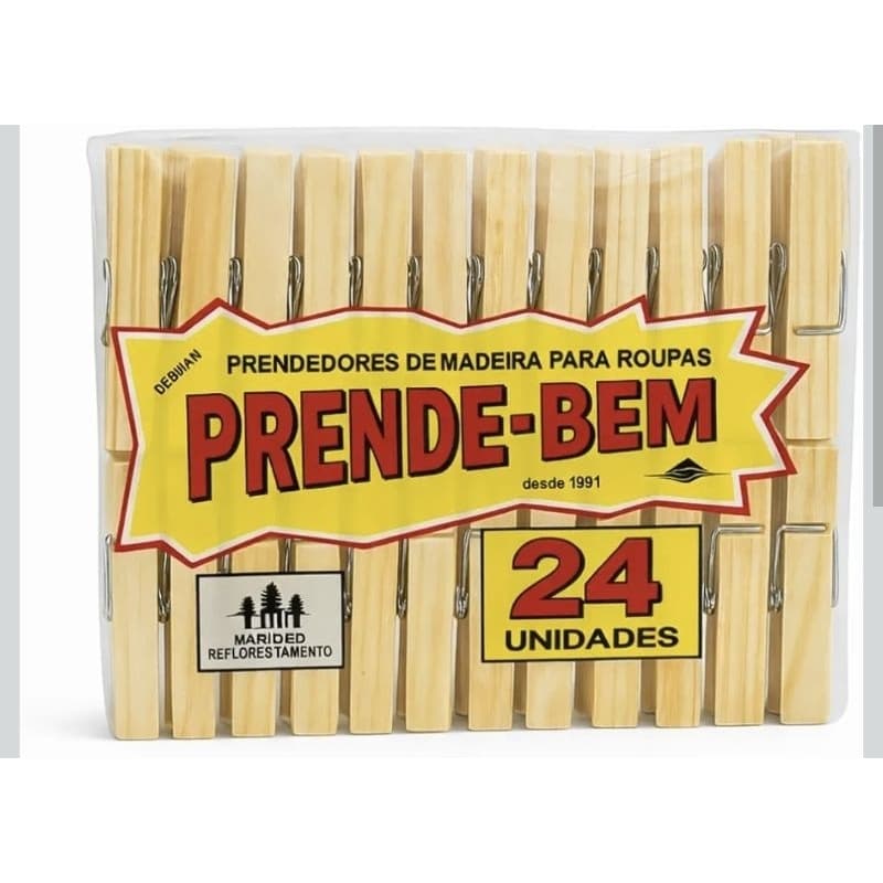 Prendedores de roupa madeira 24 unidades resistente varal forte alta durabilidade