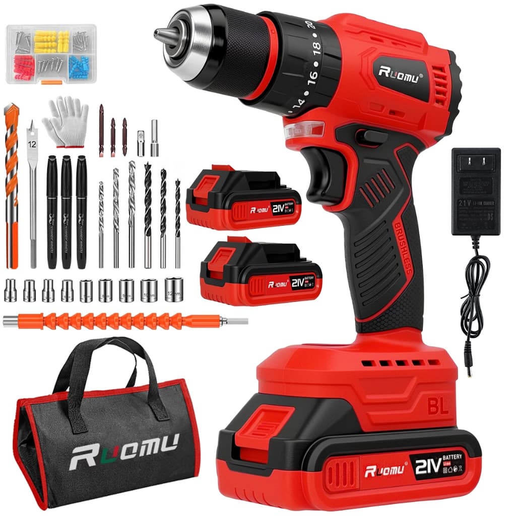 Furadeira Parafusadeira A Bateria 21V Brushless Com Duas Bateria