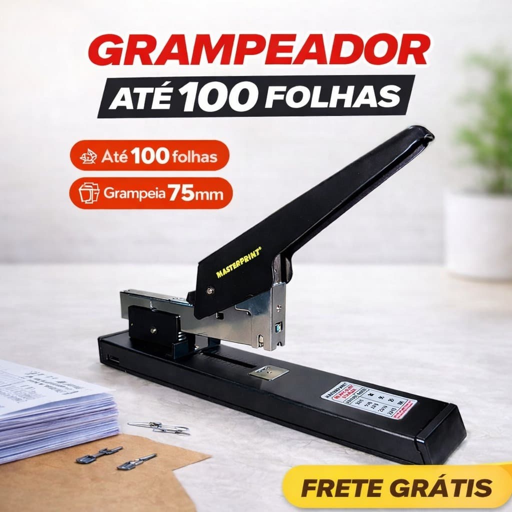 Grampeador Profissional até 100 folhas Master print com ajuste de grampos resitente