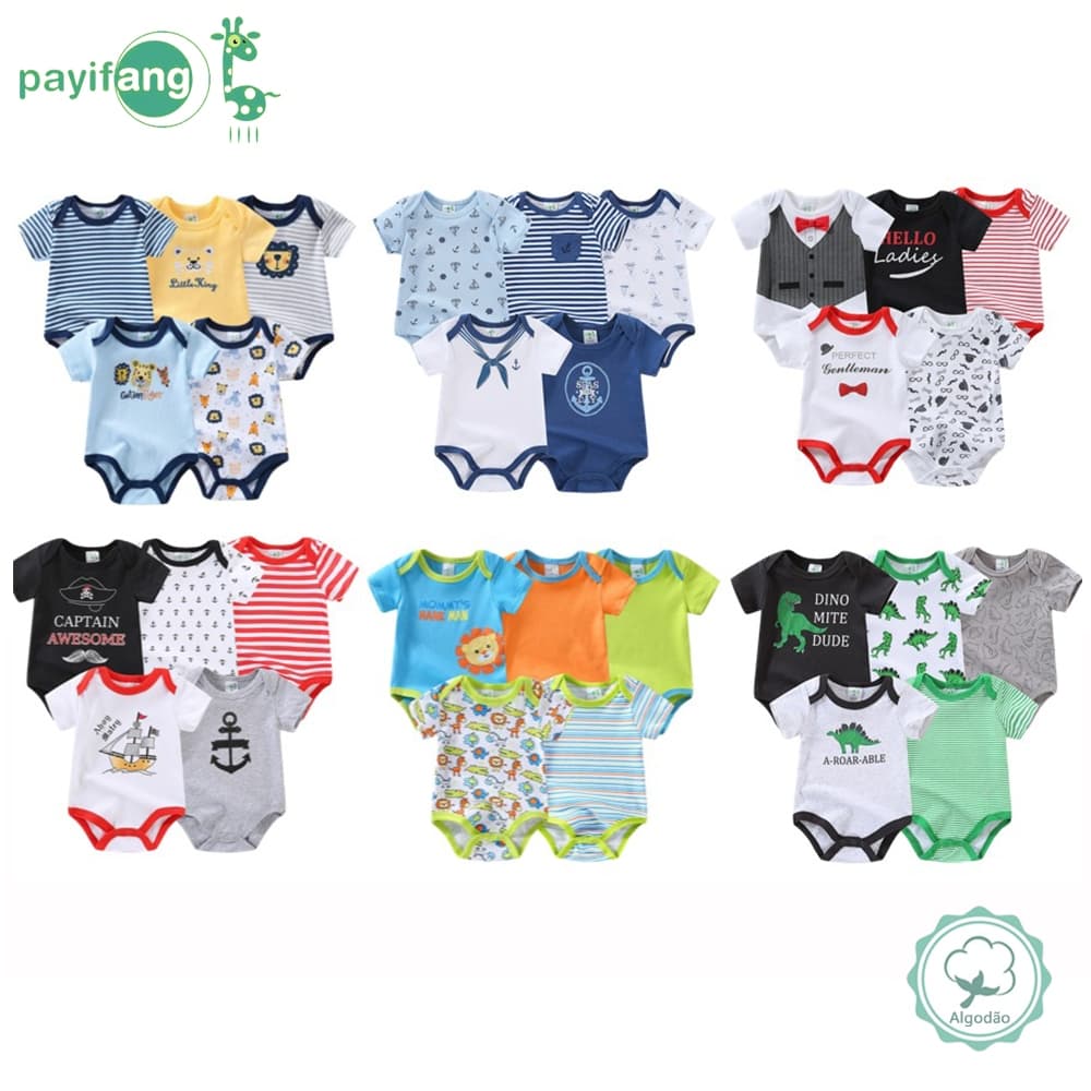 Pjamas De Bebê Body Bebê Menino 11 Modelos 100% Algodão Manga Curta 0-12 Meses Macacão Infantil Recém-Nascido