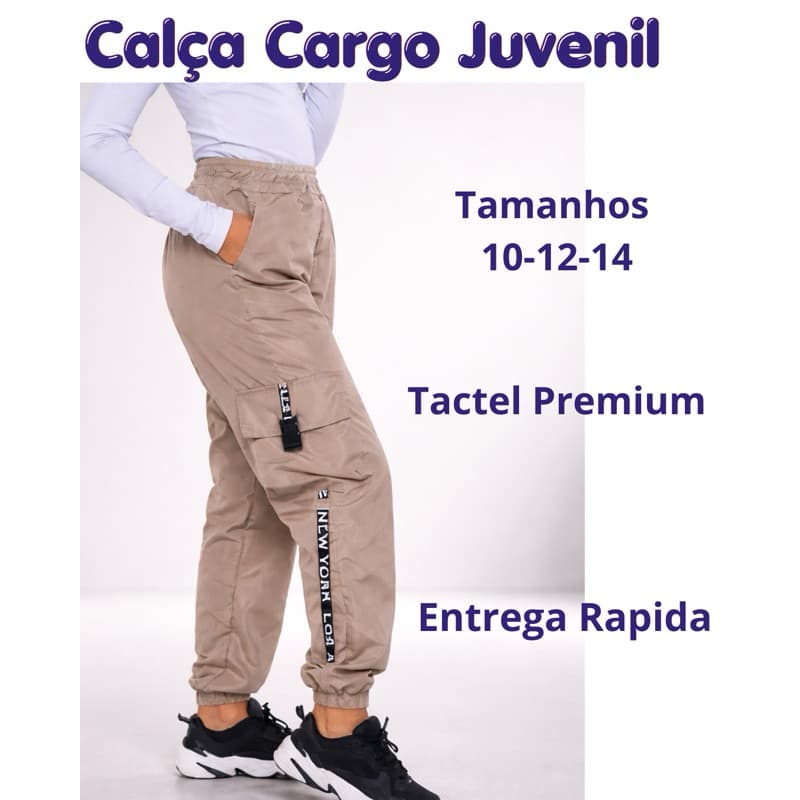 Calça Jogger Infantil Feminina Tactel  Calça Juvenil Para Crianças Cargo Street Bloguerinha