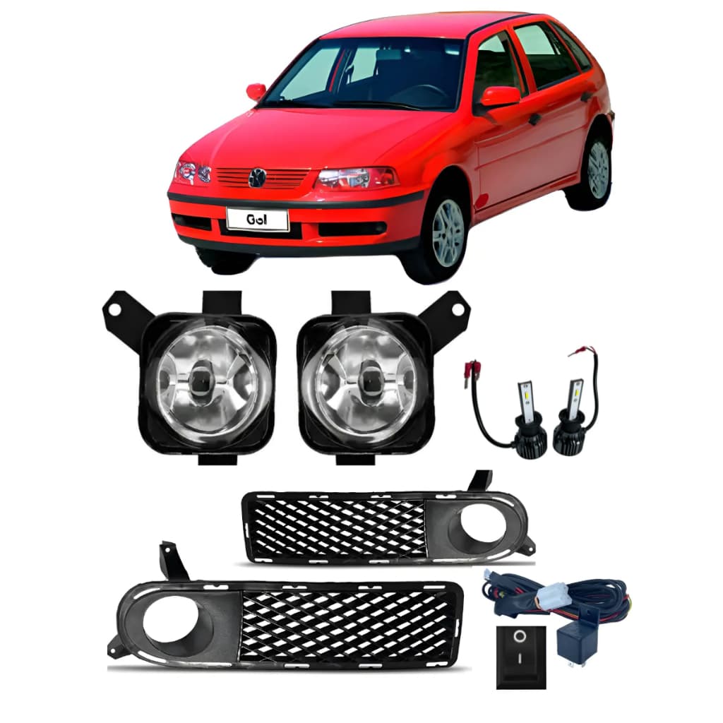 JOGO DE FAROL DE MILHA AUXILIAR DO GOL G3 COM LAMP/ DE LED H3 FAROL LENTE DE VIDRO 2000 2003