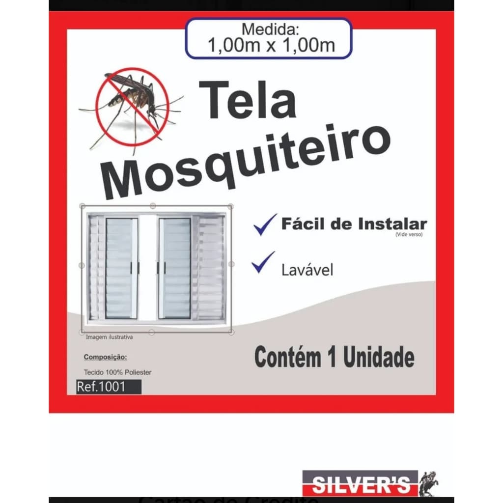 Tela Mosquiteiro para Janelas 1mX1m velcro Lavável