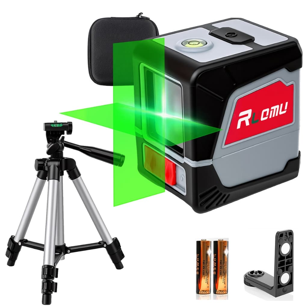 Nivel A Laser 2 Linhas Com Tripe Profissional Verde 2 Bateria 20m
