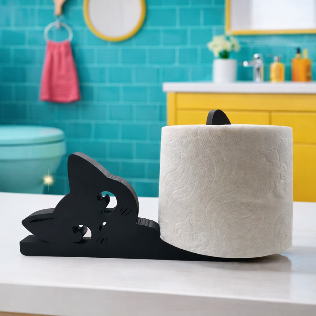 Suporte Decorativo Gato Porta Papel Higiênico, Decoração, Estilo, Divertido, Banheiro, Presentes.